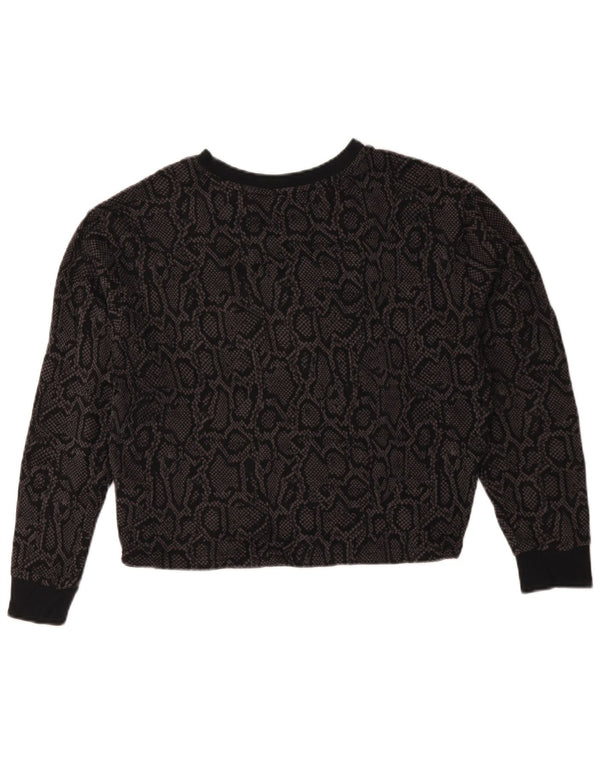 Puma Womens Crop Graphic Sweatshirt Jumper UK 14 Medium Black Animal Print