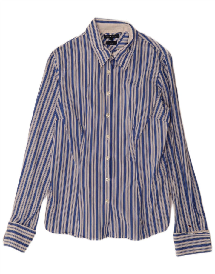 Camisa feminina TOMMY HILFIGER EUA 8 algodão listrado azul médio