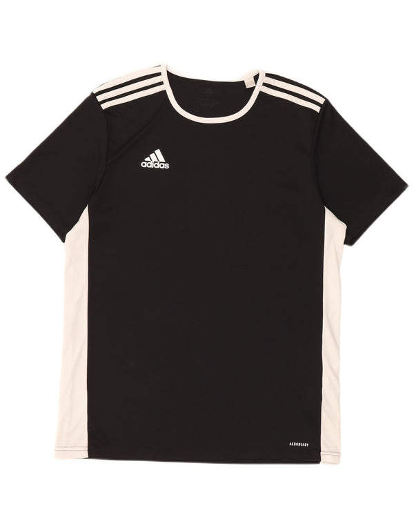 Adidas Mens Aeroready Camiseta Top Grande Preto Colorblock Poliéster