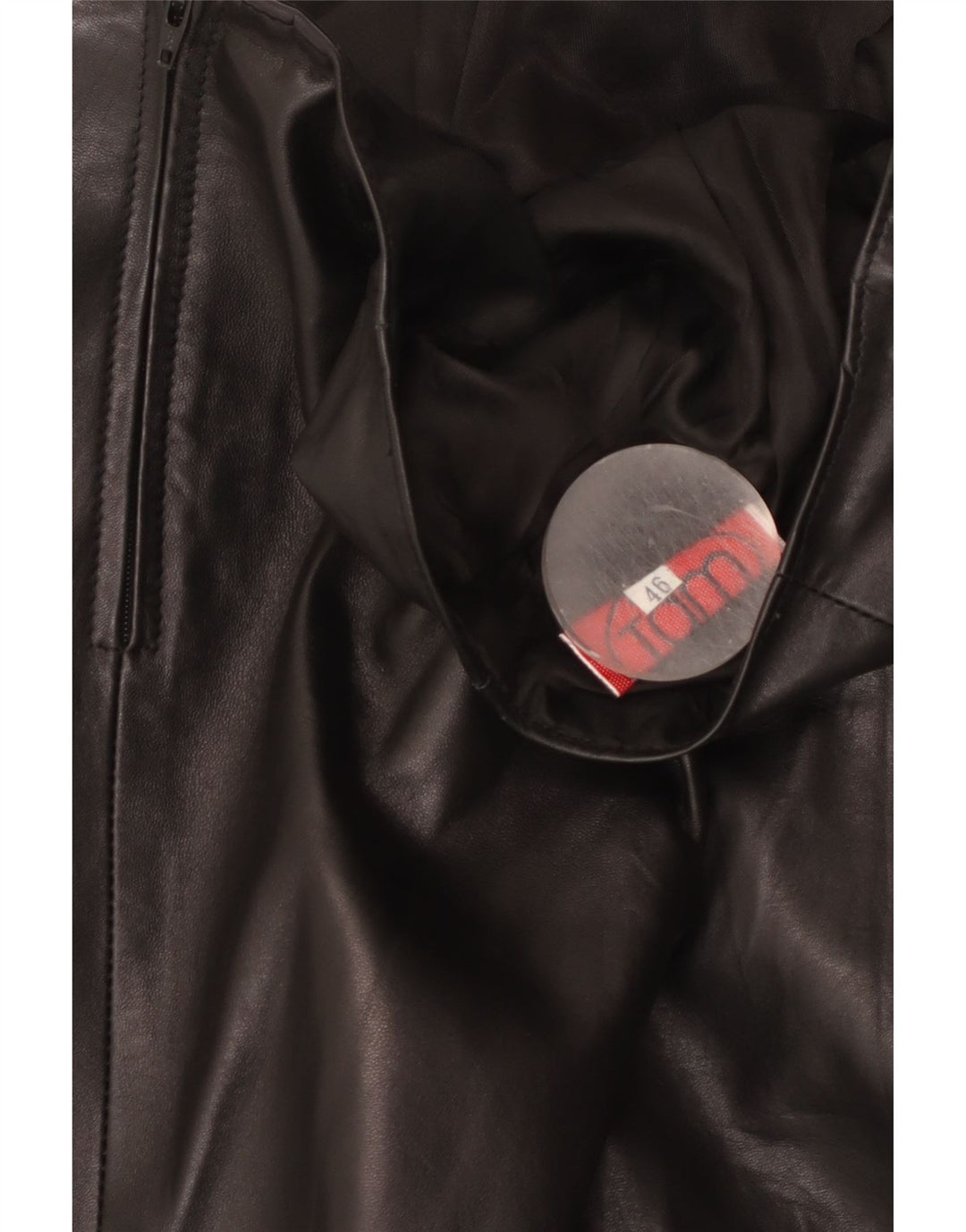 Saia de couro feminina vintage IT 46 grande W30 couro preto