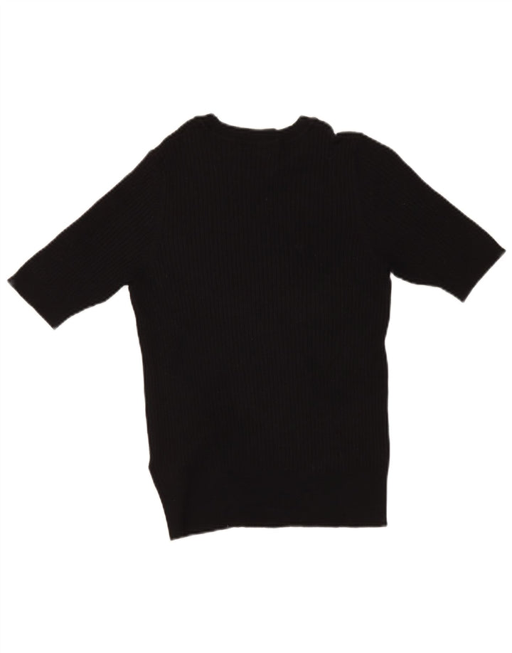 Suéter feminino Marks & Spencer com gola canoa Reino Unido 14 médio preto