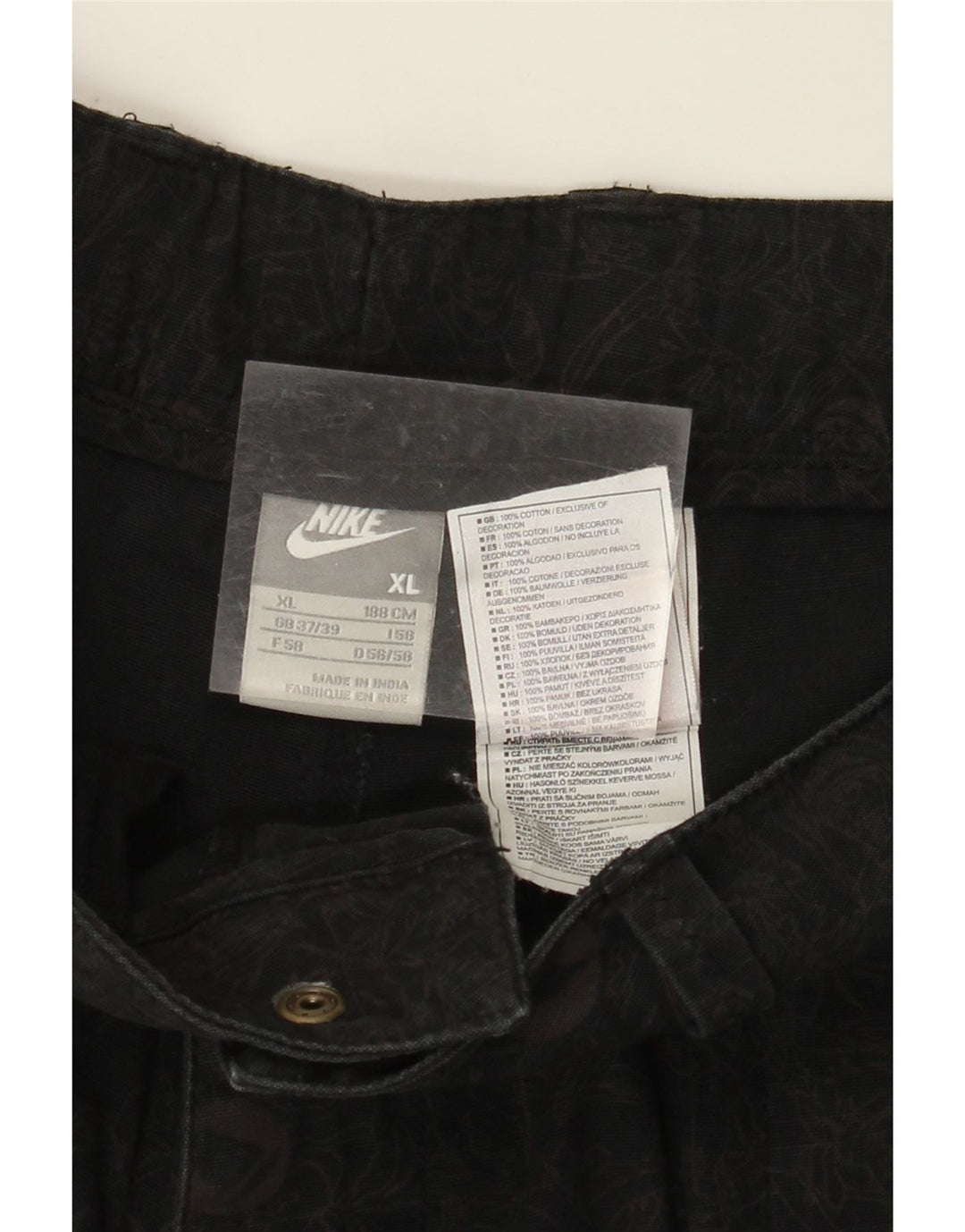 NIKE Mens Cargo Shorts XL W38 Preto Floral Algodão