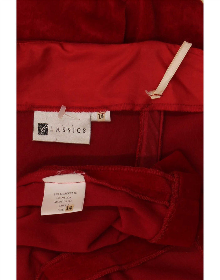 Vestido feminino clássico de veludo sem alças Reino Unido 14 Triacetato vermelho médio