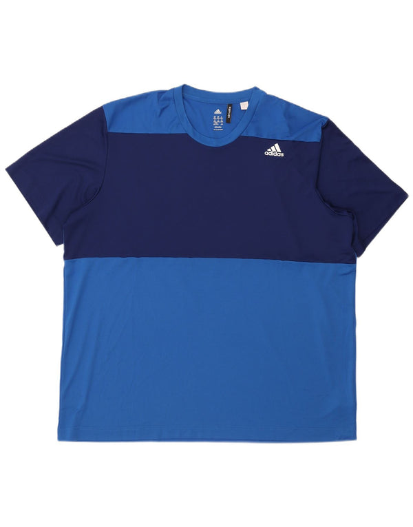 Adidas Mens Climalite T-Shirt Top 2XL Blue Colourblock Polyester