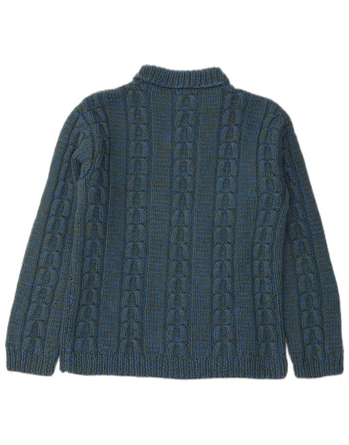 Suéter vintage masculino com gola redonda XS azul