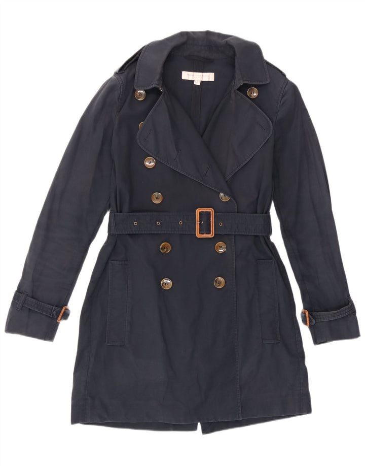 Trench Coat feminino French Connection Reino Unido 10 pequeno algodão azul marinho