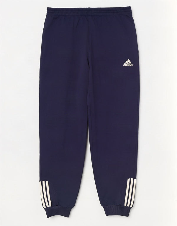 Calça de treino masculina Adidas Joggers UK 42/44 grande azul marinho poliéster