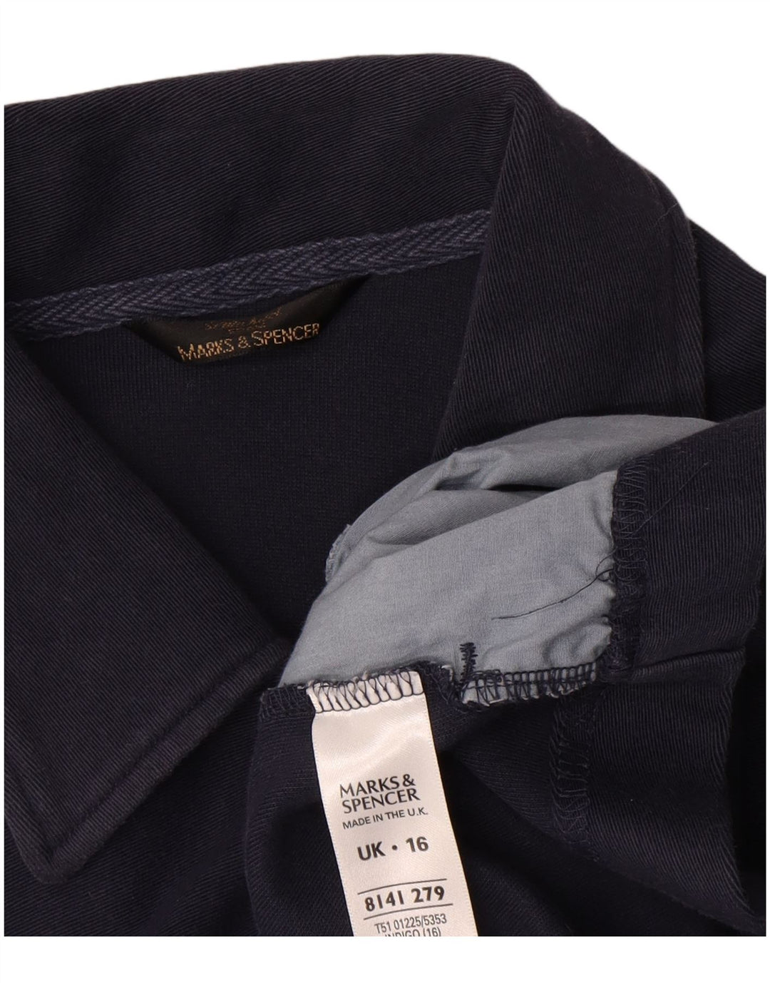 Jaqueta bomber feminina Marks & Spencer Reino Unido 16 grande algodão azul marinho