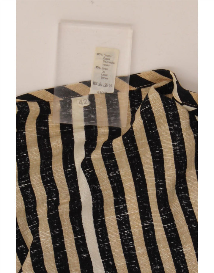 C&A Blusa Crop Feminina Top EU 42 Grande Algodão Listrado Preto