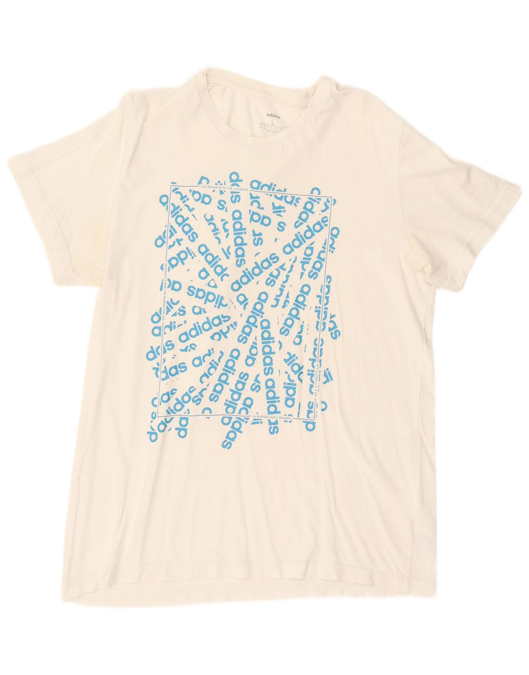 ADIDAS Mens Graphic T-Shirt Top Grande Algodão Branco