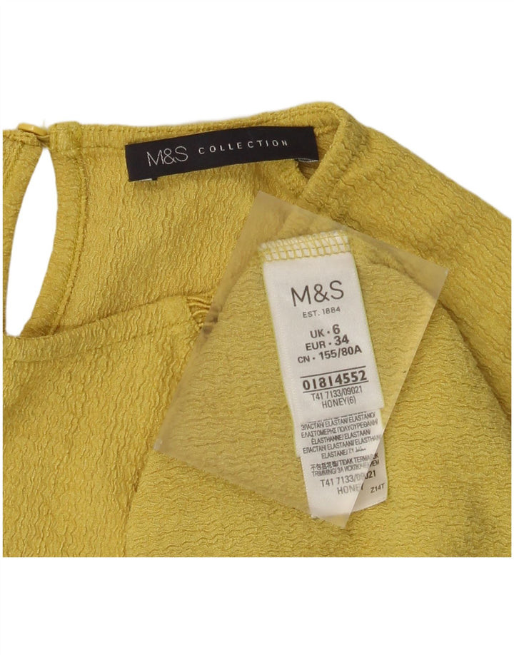 Top feminino Marks & Spencer manga comprida UK 6 XS amarelo poliéster