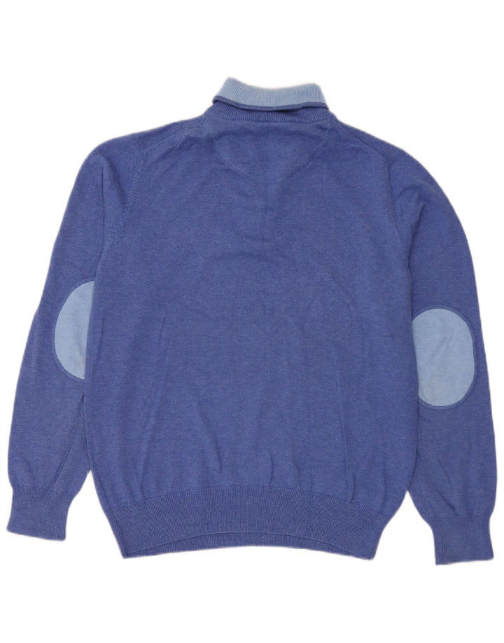 Suéter masculino Gant com zíper e gola alta de algodão azul médio
