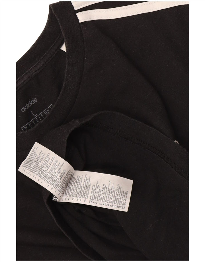 Adidas Mens Camiseta Top Grande Algodão Preto