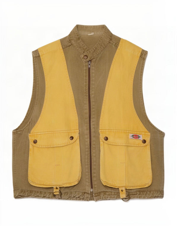 Casucci Mens Denim Gilet UK 38 Medium Khaki Colourblock