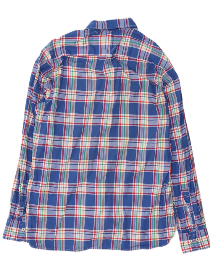 Camisa masculina Tommy Hilfiger Custom Fit de algodão xadrez azul médio