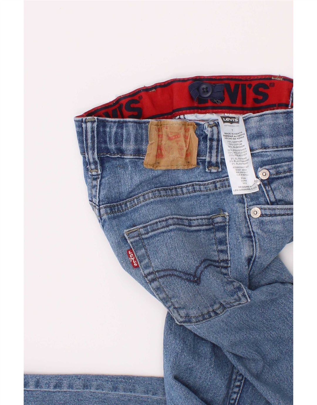 Jeans Levi's Boys Distressed Straight 6-7 Anos W22 L21 Azul Algodão