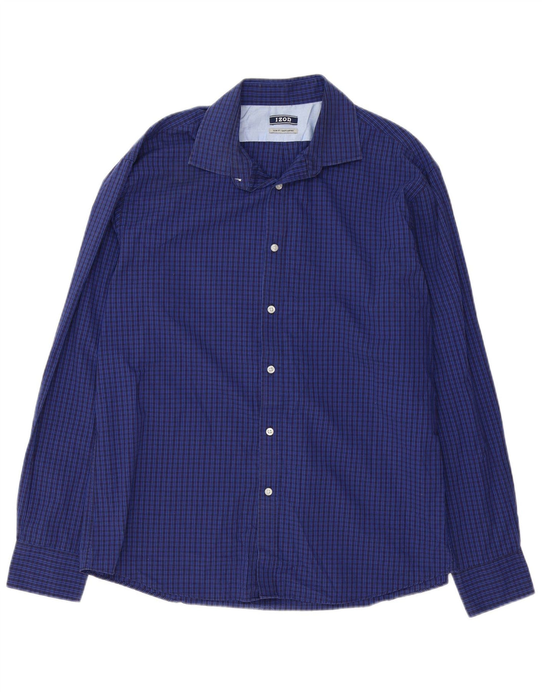Camisa masculina IZOD Slim Fit tamanho 16 1/2 grande algodão xadrez azul