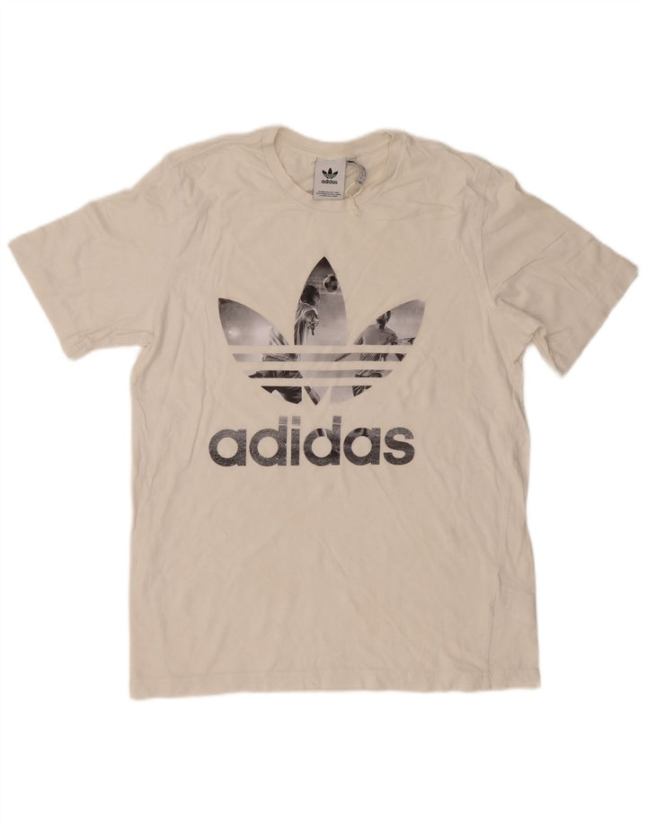 Adidas Mens Graphic T-Shirt Top Médio Algodão Branco