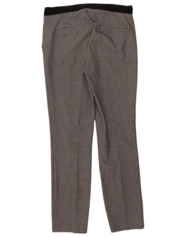 Calça feminina Zara Slim Suit pequena W26 L27 cinza poliéster