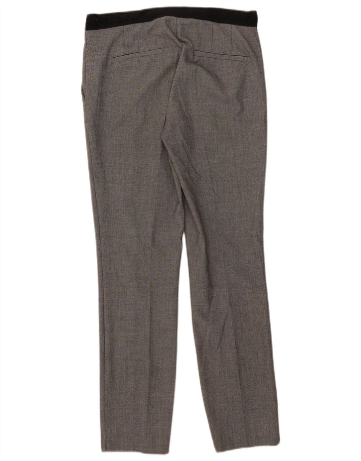 Calça feminina Zara Slim Suit pequena W26 L27 cinza poliéster