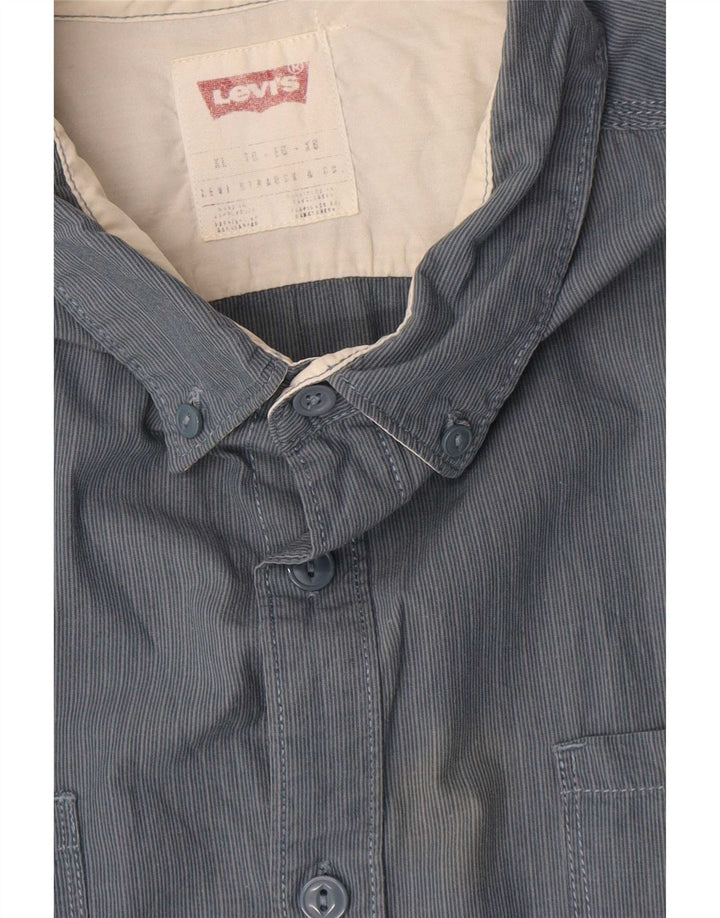 Camisa masculina Levi's XL cinza listrada de algodão