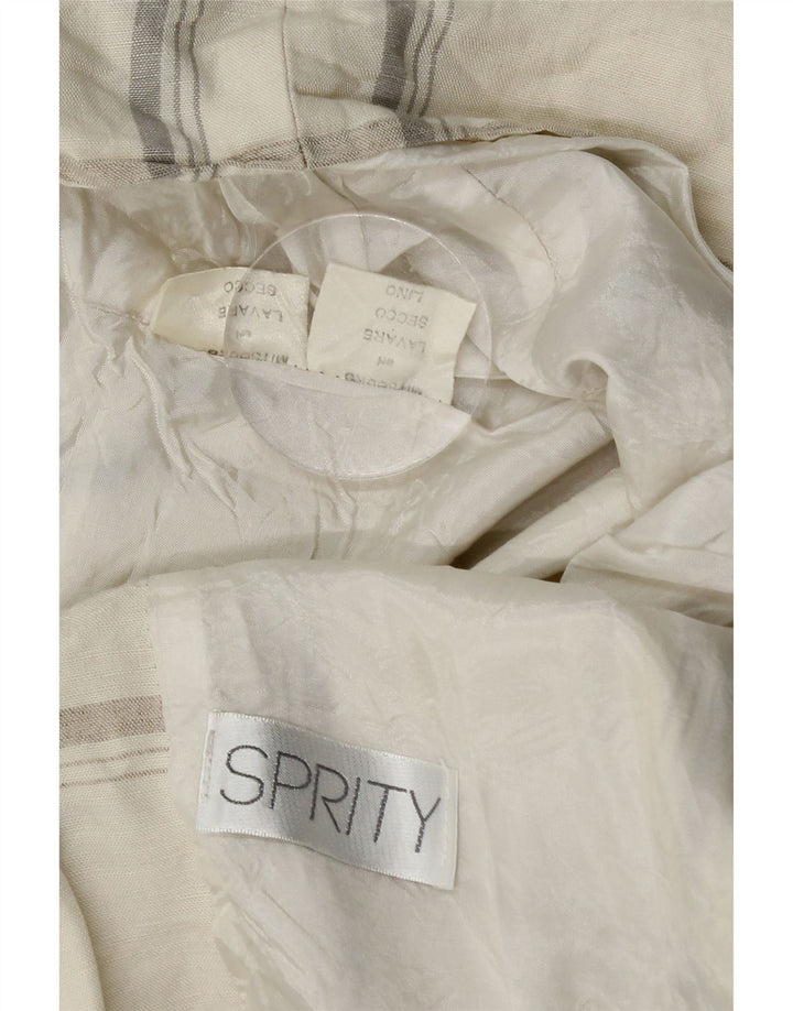 Jaqueta blazer feminina vintage com 1 botão Reino Unido 14 linho xadrez bege médio