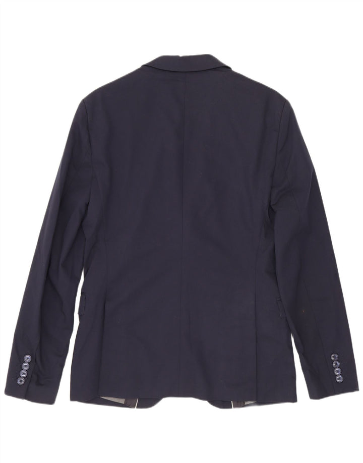 Jaqueta blazer masculina Zara com 2 botões UE 46 pequena azul marinho