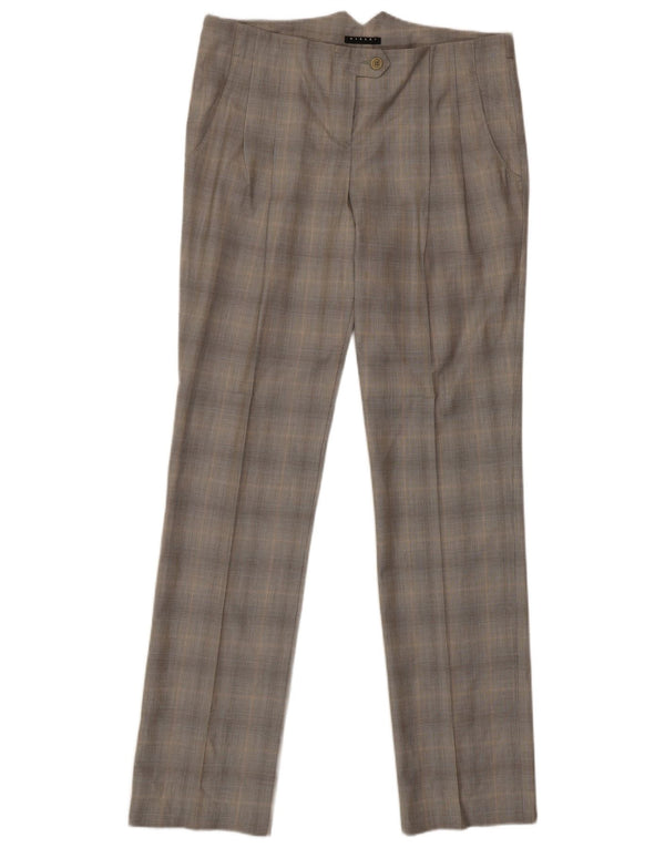 Calça feminina Sisley Slim Suit IT 42 Médio W30 L33 Poliéster xadrez cinza