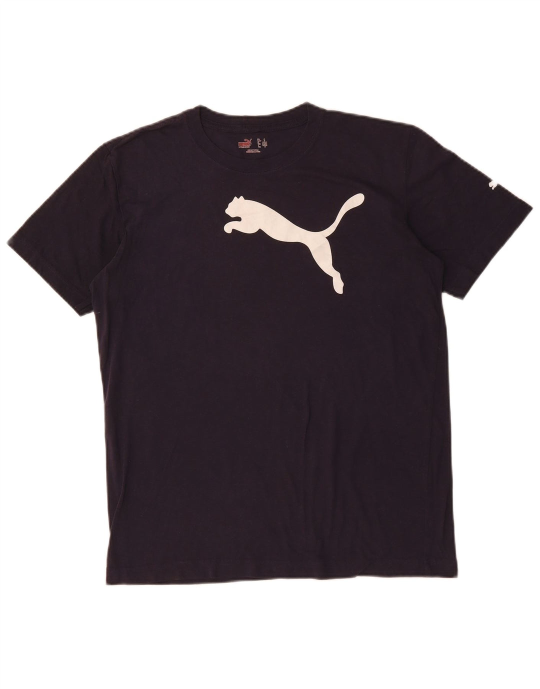 Camiseta masculina PUMA com estampa gráfica pequena de algodão azul marinho