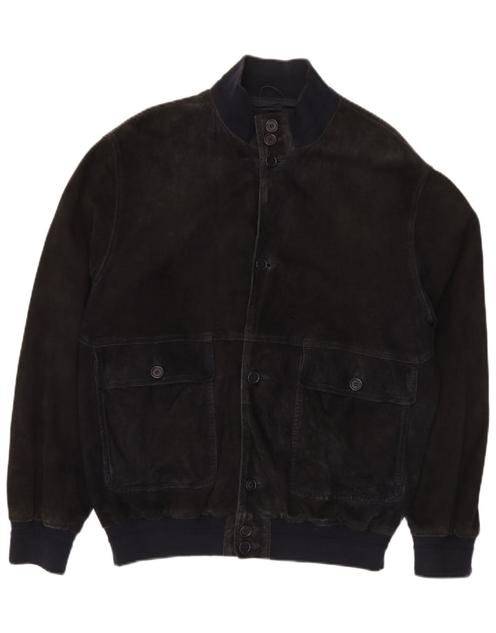 Jaqueta bomber masculina VINTAGE de camurça IT 52 XL couro azul marinho