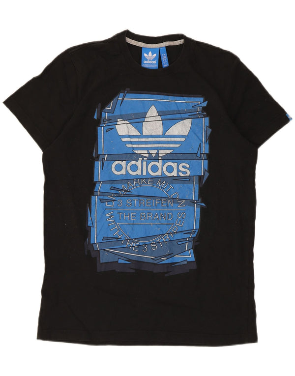 Camiseta masculina Adidas com estampa de três listras, top grande de algodão preto