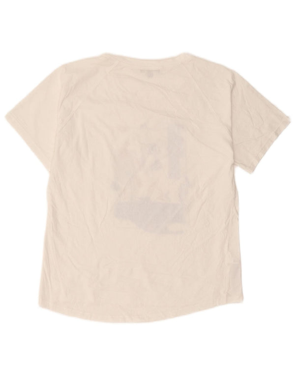 Camiseta feminina grande com estampa Massimo Dutti UK 6 XS algodão branco