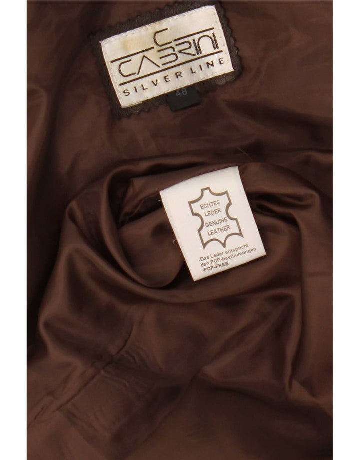 Jaqueta de couro masculina Cabrini EU 48 couro cáqui médio