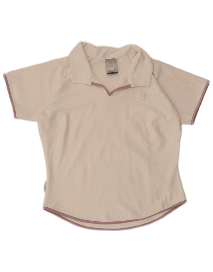 Camisa polo feminina Nike Dri Fit Crop US 8/10 médio branco poliéster