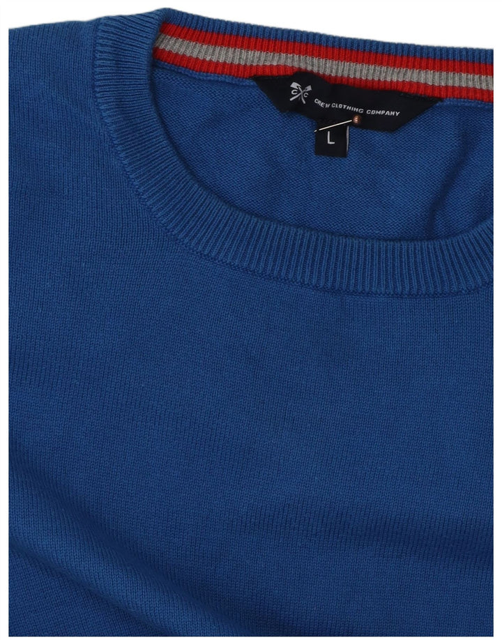 CREW CLOTHING Suéter masculino com gola redonda grande azul