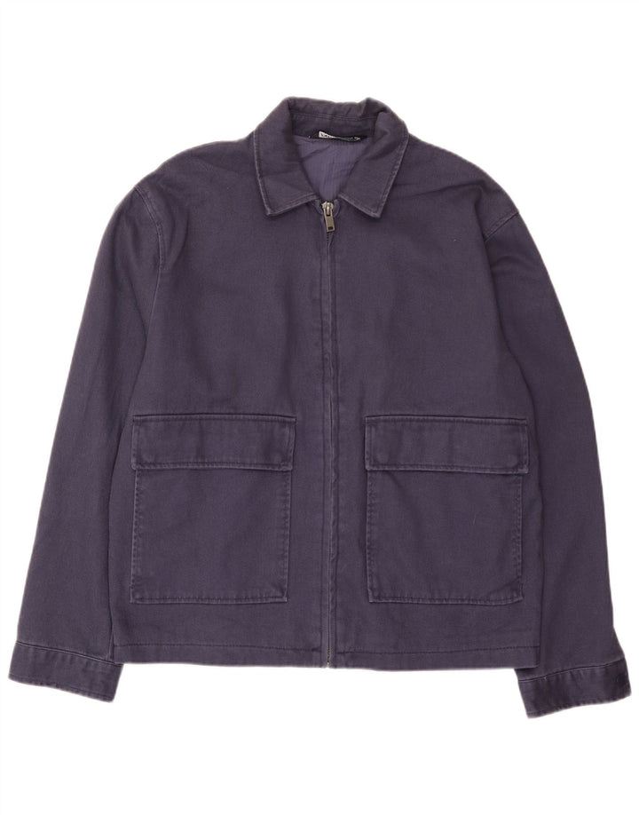 Jaqueta bomber masculina Zara UK 38 algodão azul marinho médio