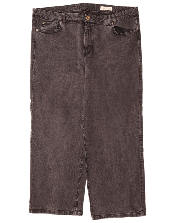 Calça jeans feminina Marks & Spencer com cintura alta e perna larga Reino Unido 22 3XL W44 L29 cinza