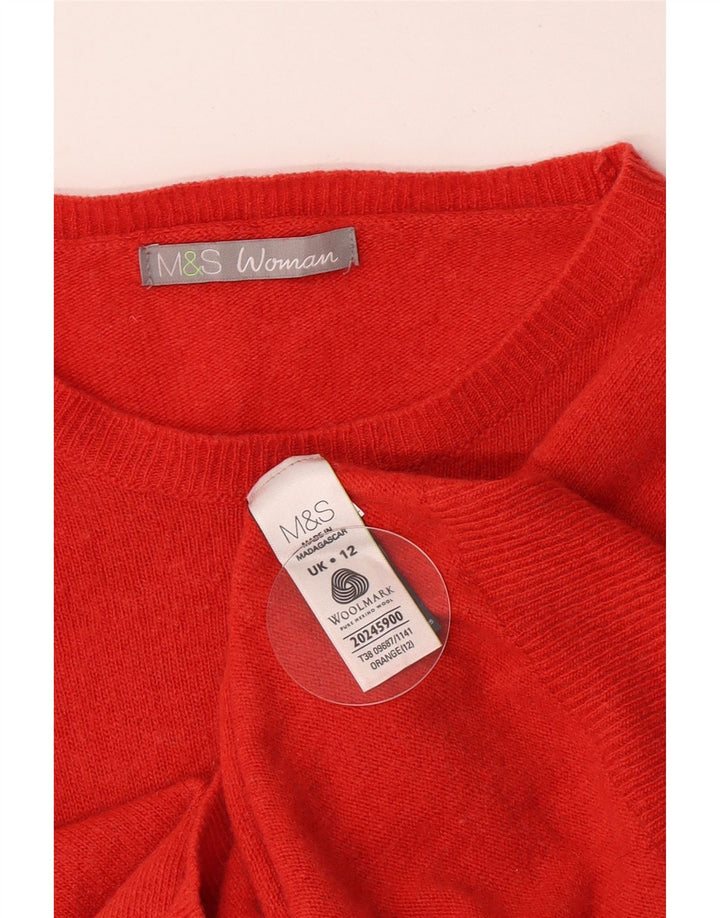 Suéter feminino Marks & Spencer com gola canoa Reino Unido 12 médio laranja
