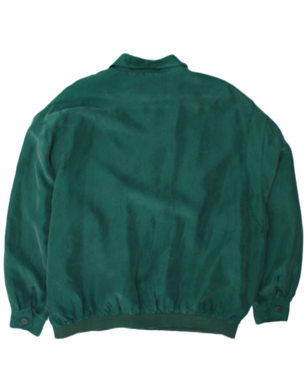 Jaqueta bomber masculina vintage IT 56 3XL seda verde