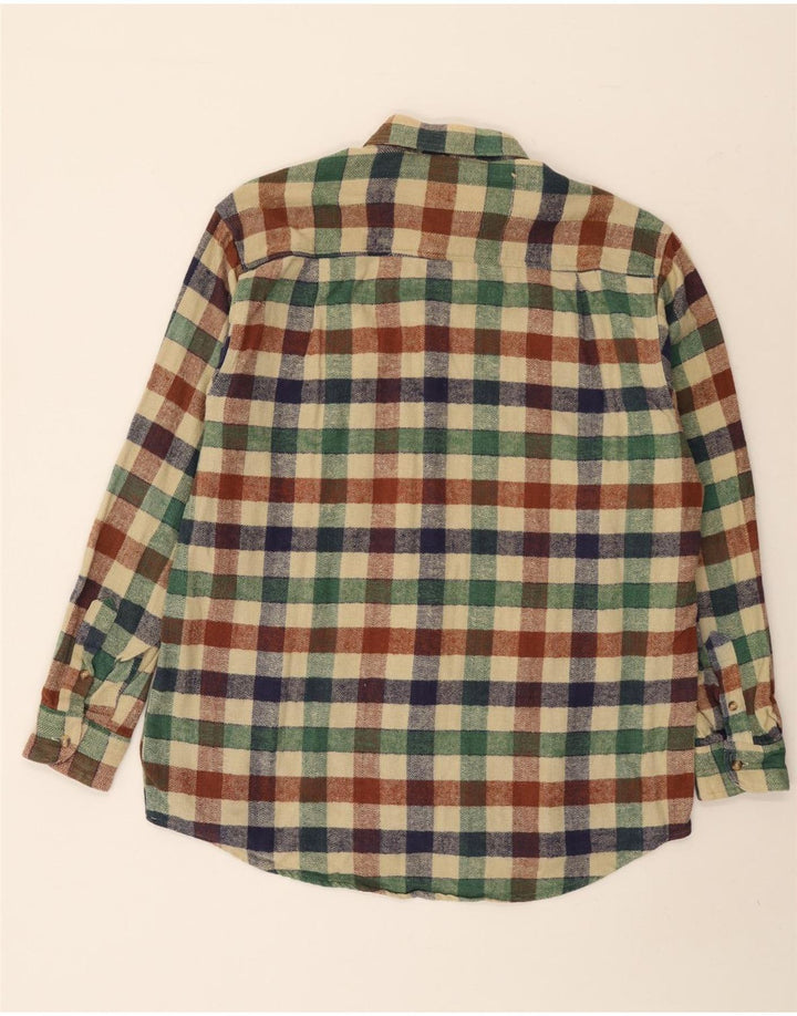 Camisa masculina vintage de flanela tamanho 41/42 grande algodão xadrez multicolorido