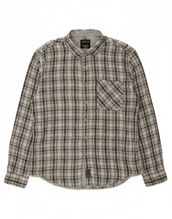 Camisa militar masculina Calvin Klein Jeans XL cinza xadrez algodão