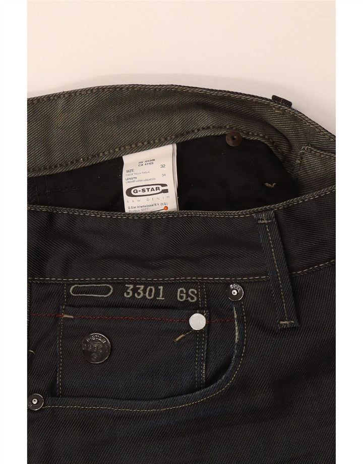 G-STAR masculino 3301 jeans retos W32 L34 algodão azul marinho