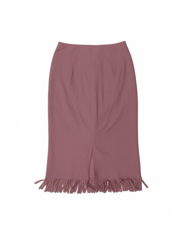 Saia midi feminina BENETTON IT 42 médio W28 lã roxa