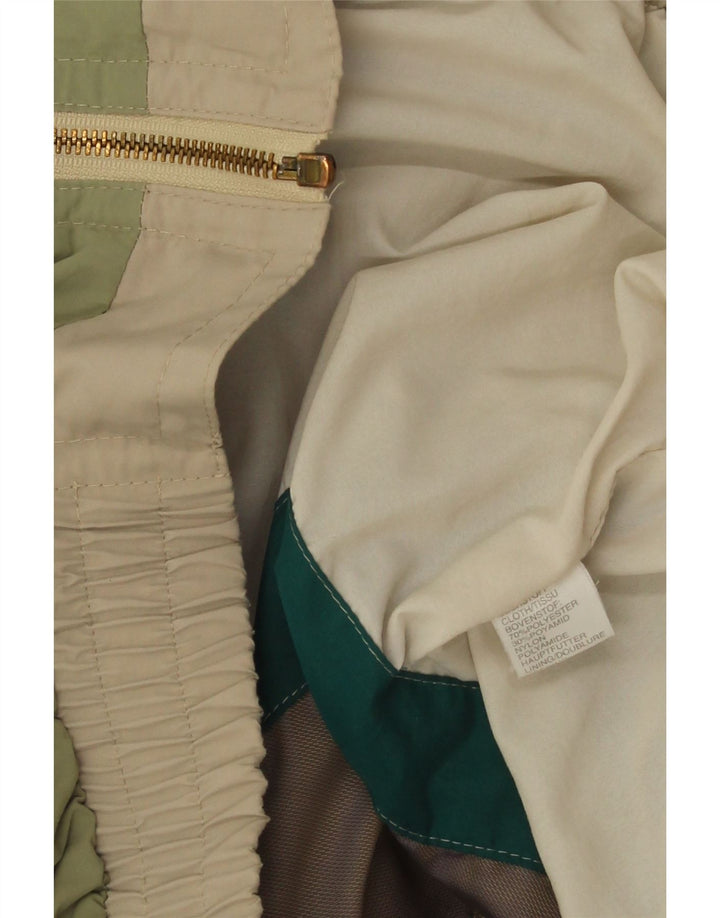 Jaqueta de chuva feminina vintage UK 18 XL bege Colourblock poliéster