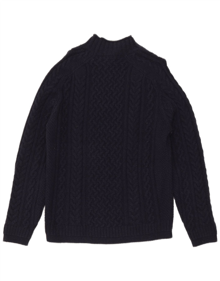 Suéter feminino Massimo Dutti com gola tartaruga Reino Unido 16 grande lã azul marinho