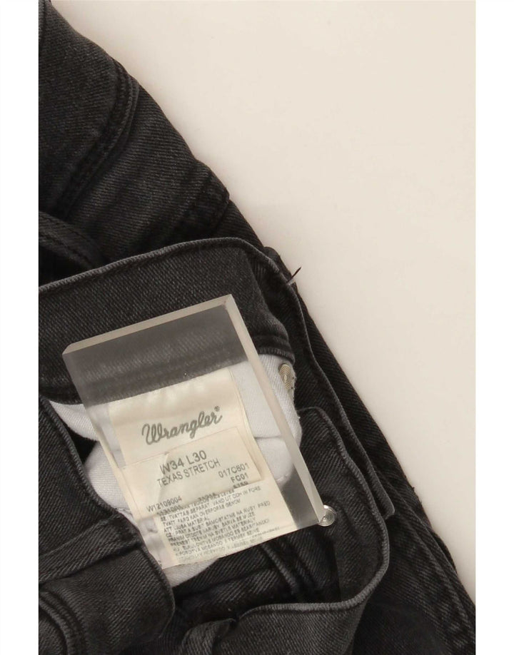 Wrangler Masculino Texas Stretch Straight Jeans W34 L30 Algodão Cinza