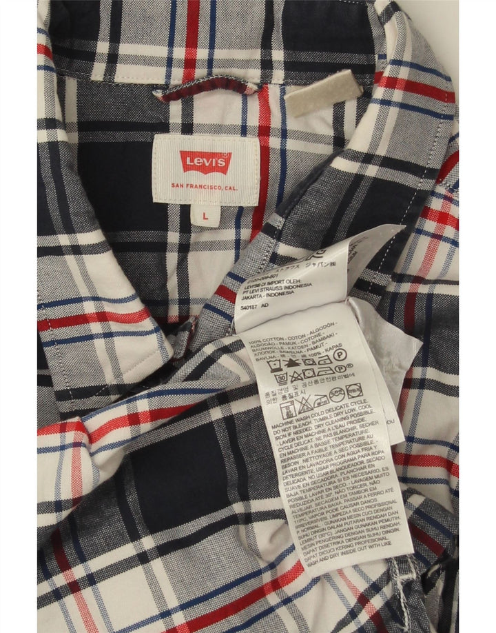Camisa masculina Levi's grande xadrez azul marinho de algodão