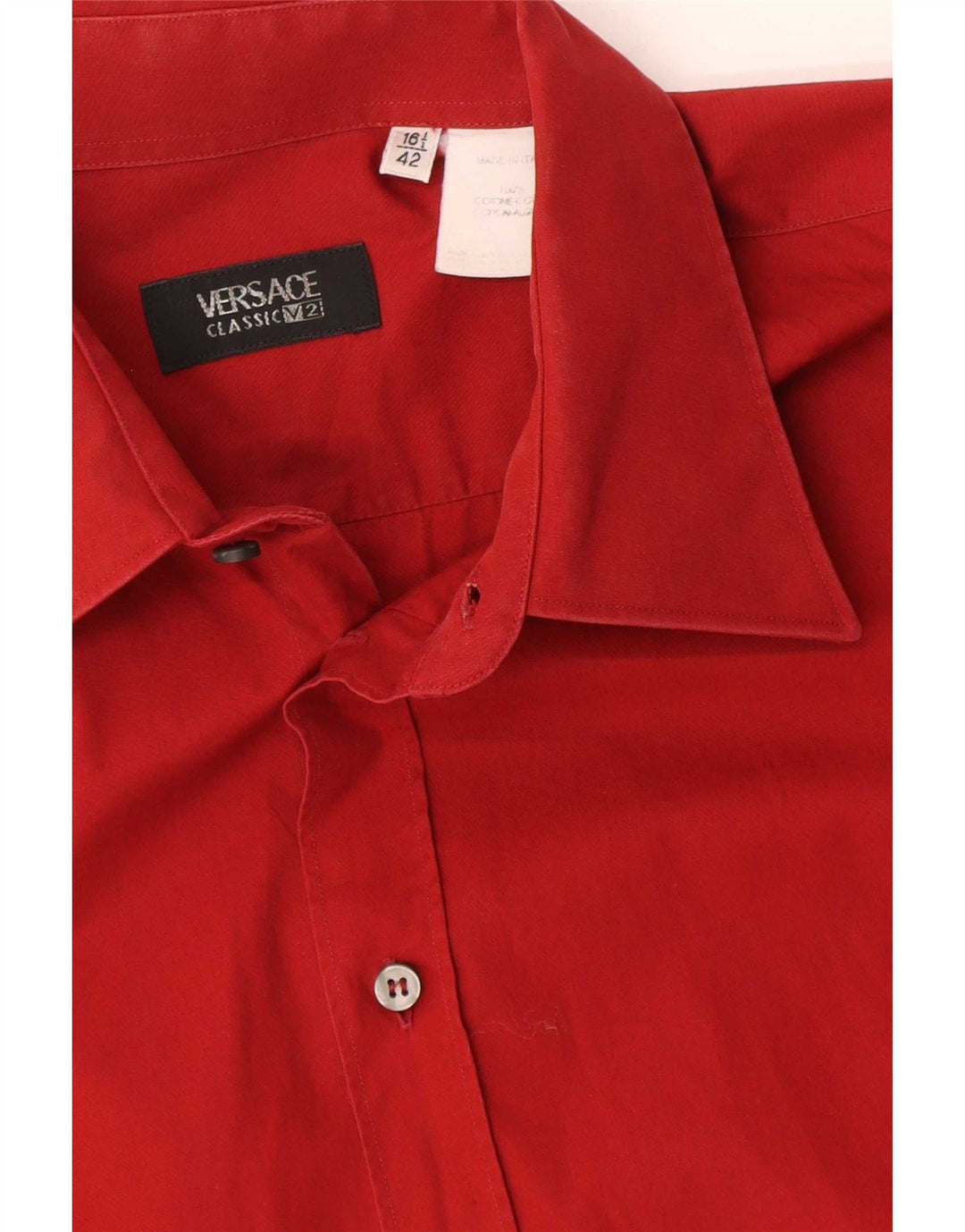 Camisa masculina Versace tamanho 42 16 1/2 grande algodão vermelho
