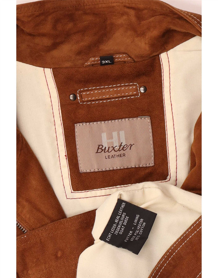 Jaqueta masculina de camurça HI-Buxter Reino Unido 46 3XL motociclista de couro marrom