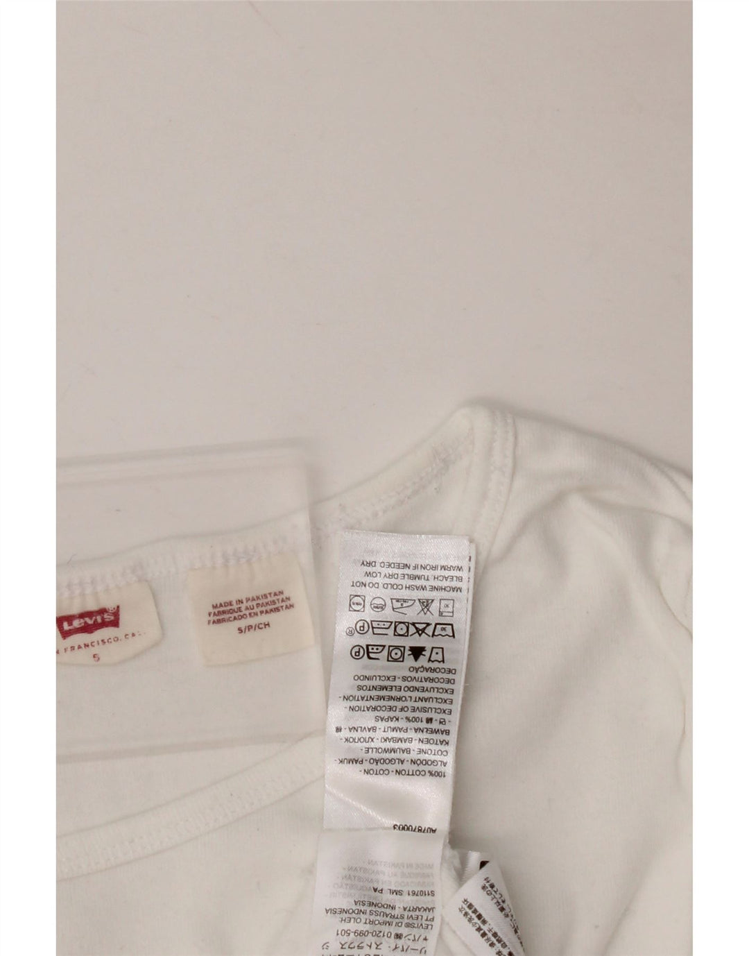 LEVI'S Crop Top Feminino Manga Longa Reino Unido 10 Pequeno Algodão Branco